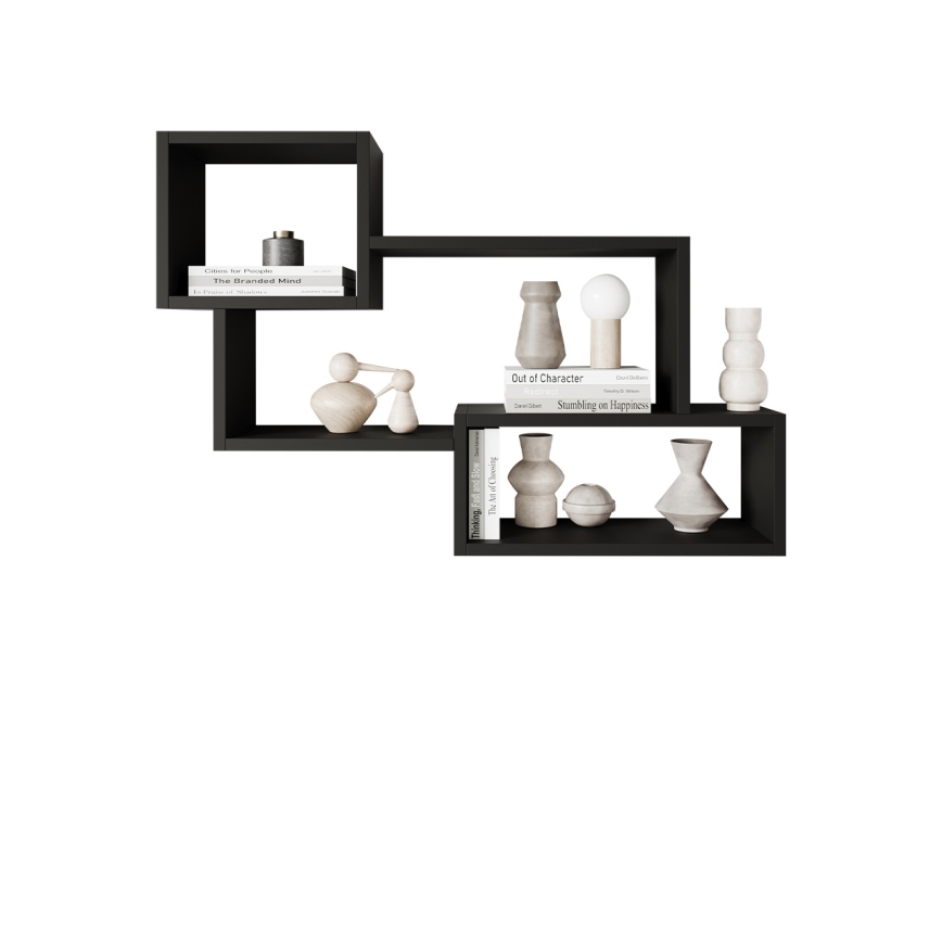 TRIO seinale kinnitatav riiul 87x54 cm, grafiitmusta