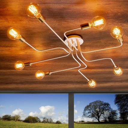 TRUVA 8xE27/40W/230V valge/kuld laelamp
