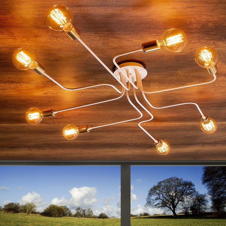 TRUVA 8xE27/40W/230V valge/kuld laelamp