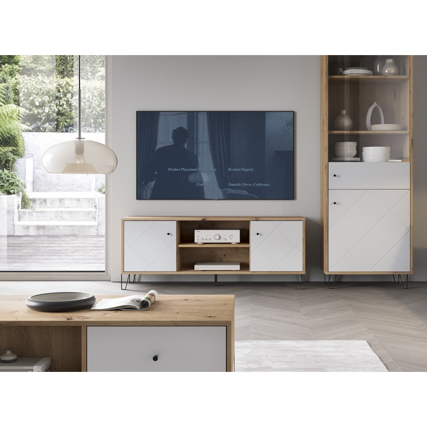 TV-alus SULA, Artisan-tamm/valge