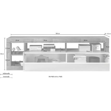 TV-kapp LENOR valge/pruun