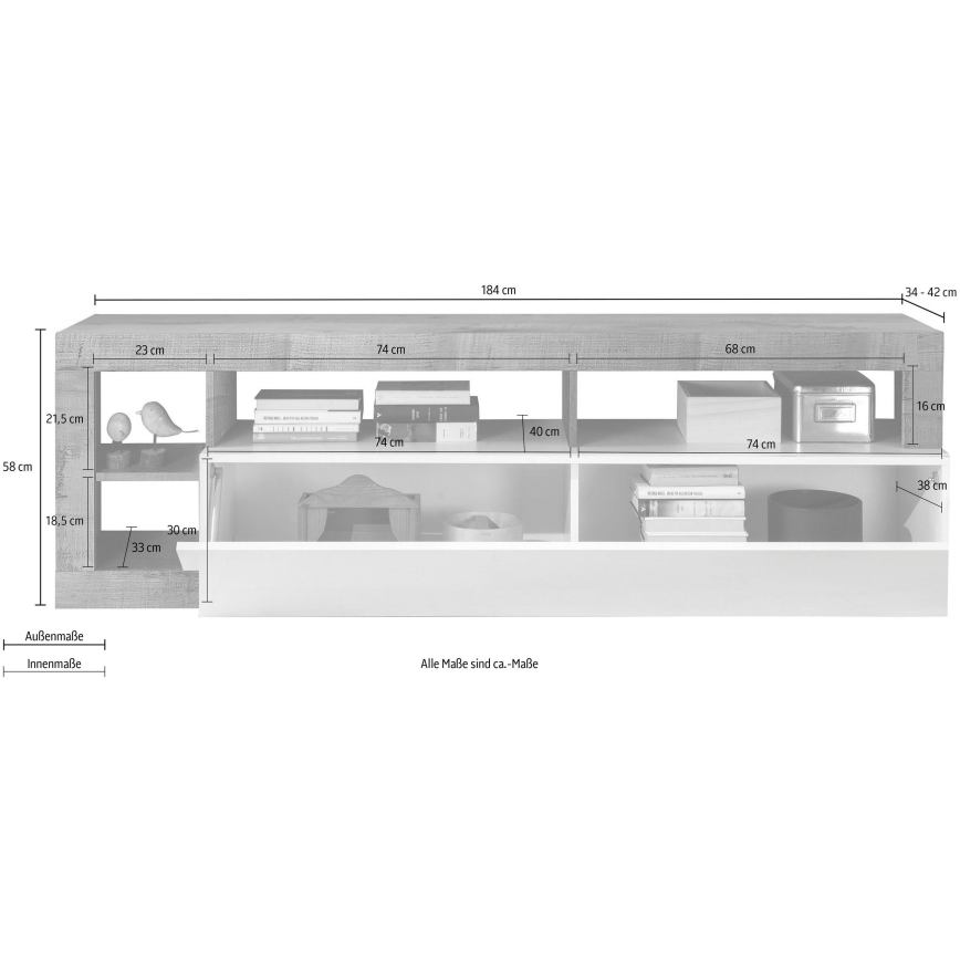 TV-kapp LENOR valge/pruun