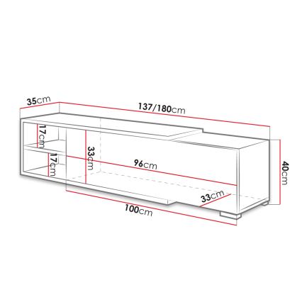 TV laud CLIF 40x180 cm valge