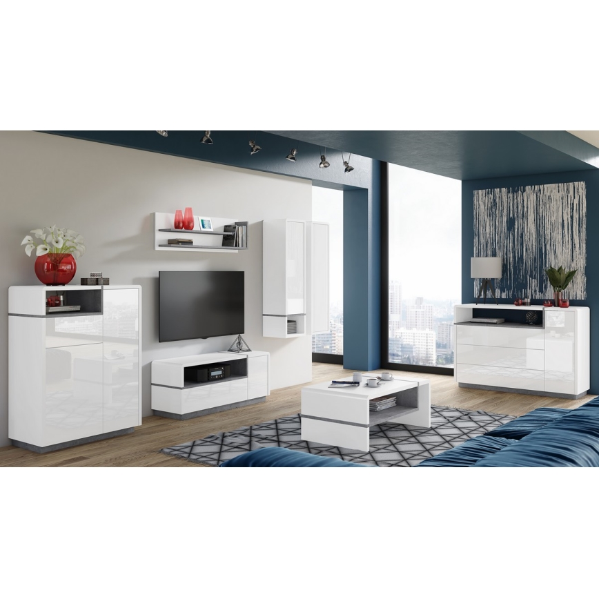 TV laud FRED valge/hall