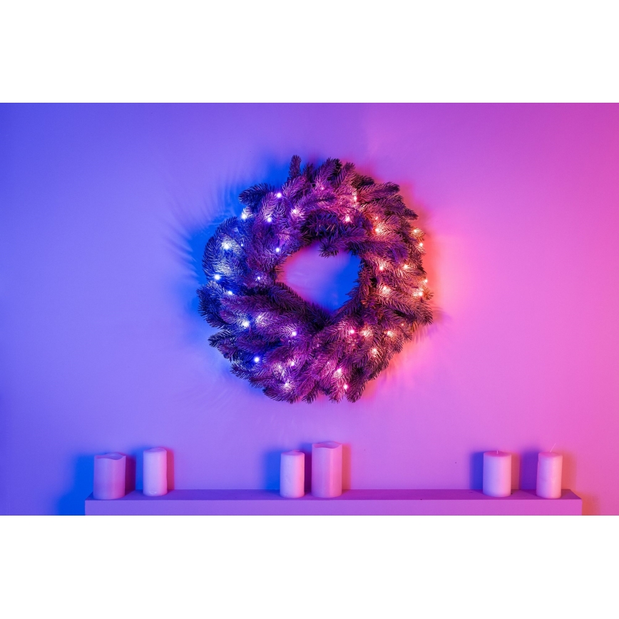 Twinkly - LED RGB Hämardatav Jõulupärg 50xLED d. 60 cm Wi-Fi