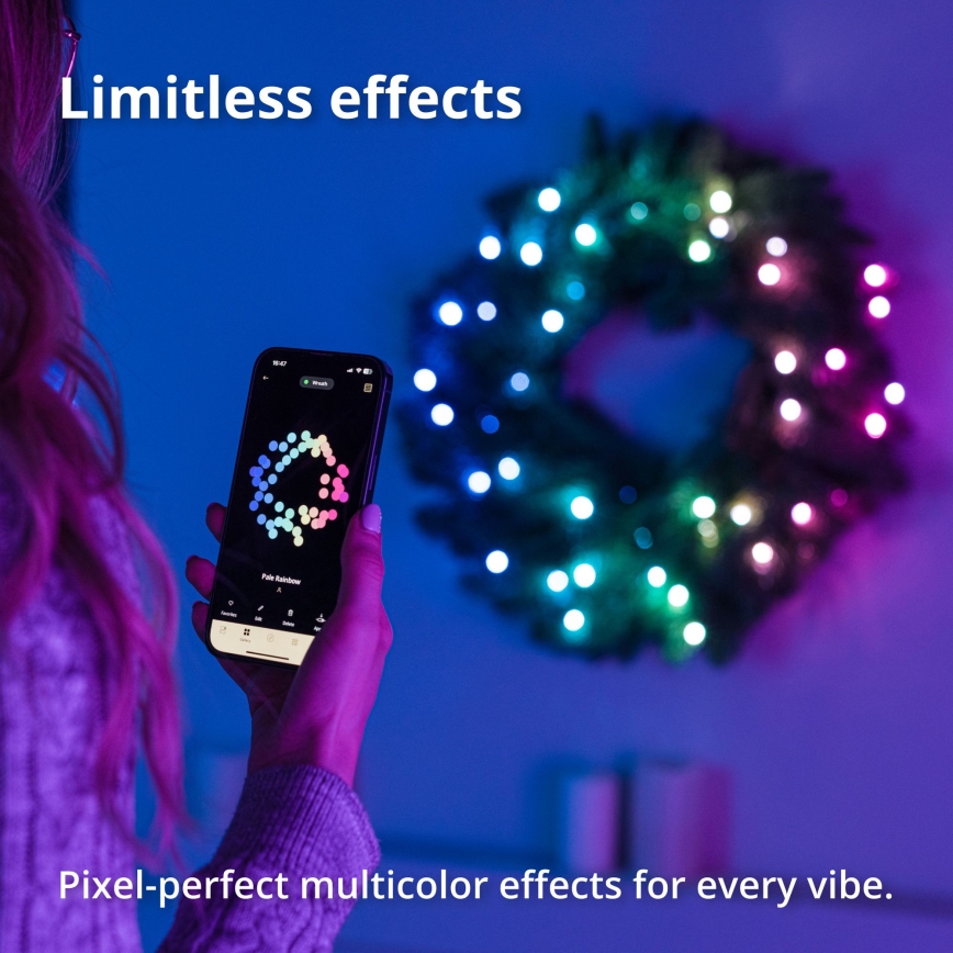 Twinkly - LED RGB Hämardatav Jõulupärg 50xLED d. 60 cm Wi-Fi