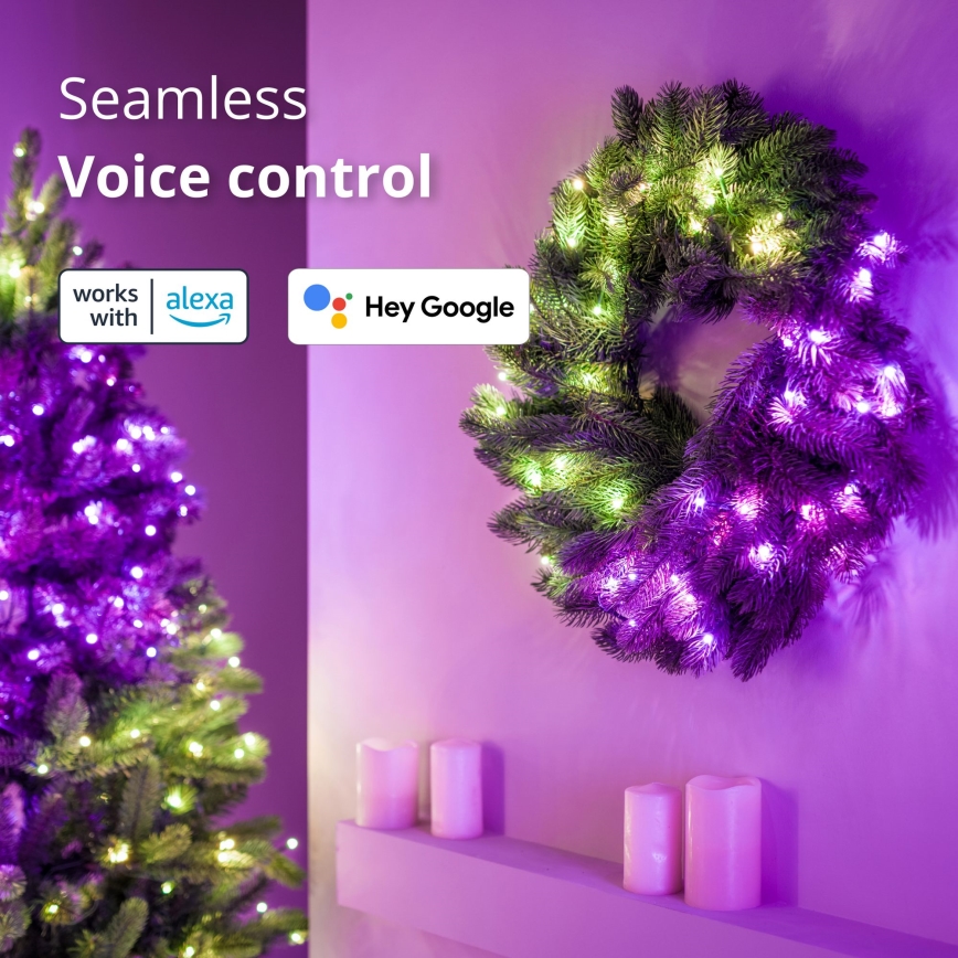 Twinkly - LED RGB Hämardatav Jõulupärg 50xLED d. 60 cm Wi-Fi