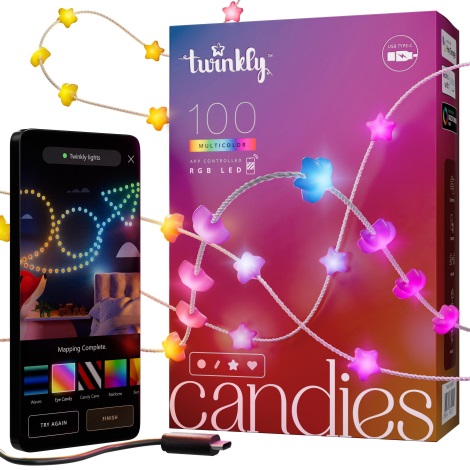 Twinkly - LED RGB Hämardatav jõuluteemaline valguskett CANDIES 100xLED 8 m USB Wi-Fi