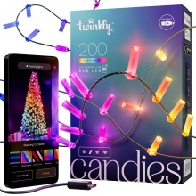 Twinkly - LED RGB Hämardatav jõuluteemaline valguskett CANDIES 200xLED 14 m USB Wi-Fi