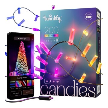 Twinkly - LED RGB Hämardatav jõuluteemaline valguskett CANDIES 200xLED 14 m USB Wi-Fi