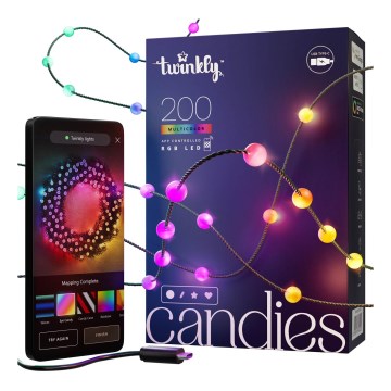Twinkly - LED RGB Hämardatav jõuluteemaline valguskett CANDIES 200xLED 14 m USB Wi-Fi