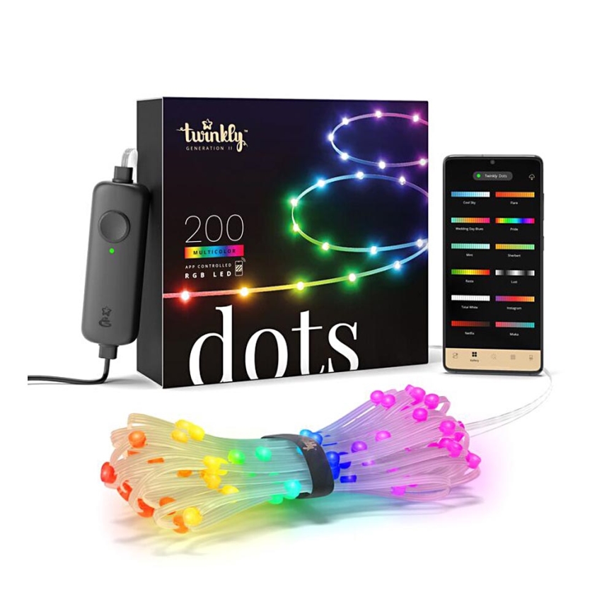 Twinkly - LED RGB Väli Hämardatav riba DOTS 200xLED 10 m IP44 Wi-Fi