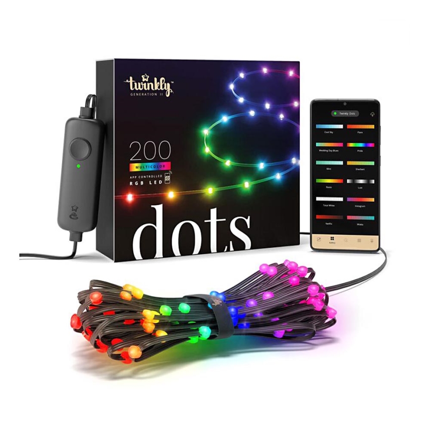 Twinkly - LED RGB Väli Hämardatav riba DOTS 200xLED 10 m IP44 WiFi