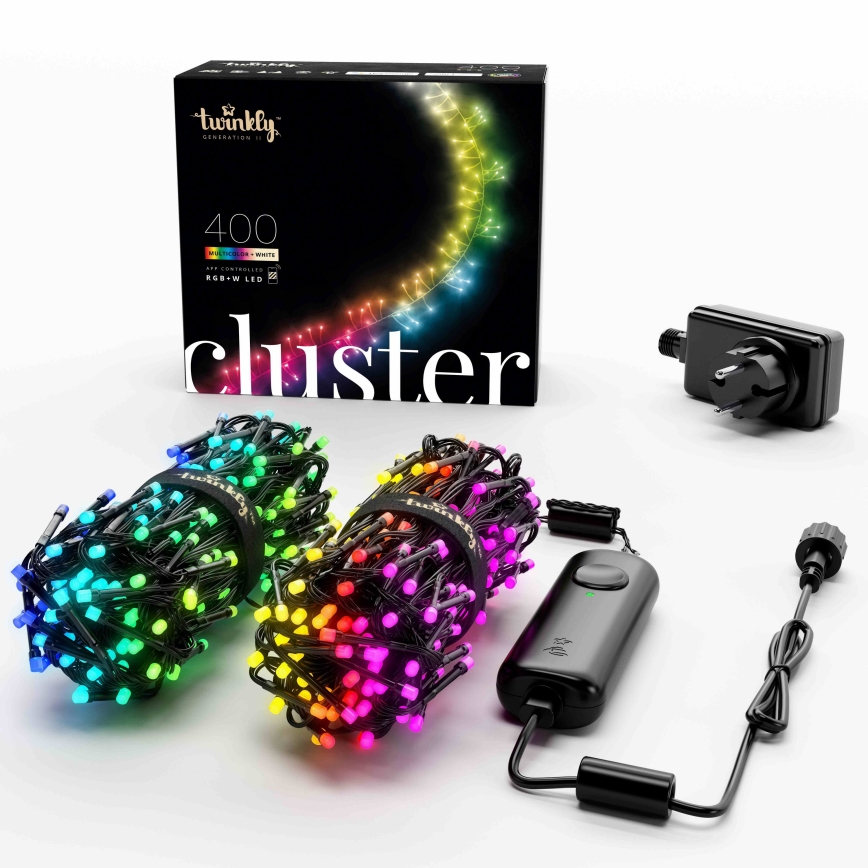 Twinkly - LED RGBW Hämardatav väli valguskett CLUSTER 400xLED 9,5m IP44 Wi-Fi