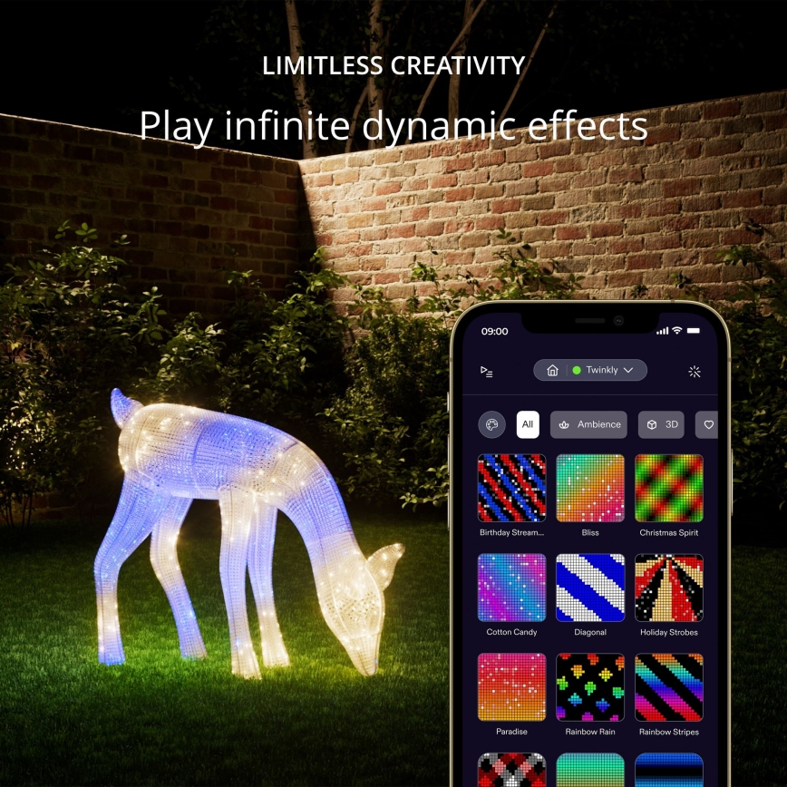 Twinkly - LED RGBW Hämardatav väli jõuluteemaline põhjapõder REINGEERS 160xLED IP44 Wi-Fi