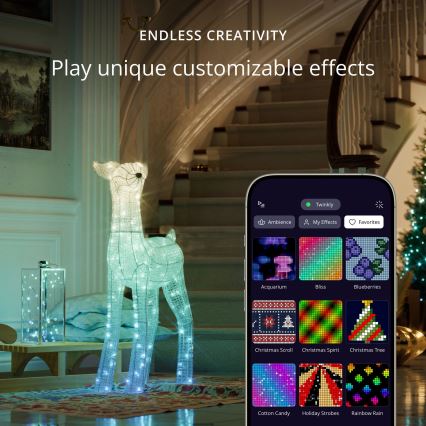 Twinkly - hämardatav RGBW LED väljas kasutatav jõulupõder REINGEERS 200xLED IP44 Wi-Fi