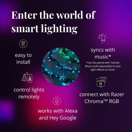 Twinkly - LED RGBW Hämardatav väli valguskett CLUSTER 400xLED 9,5m IP44 Wi-Fi