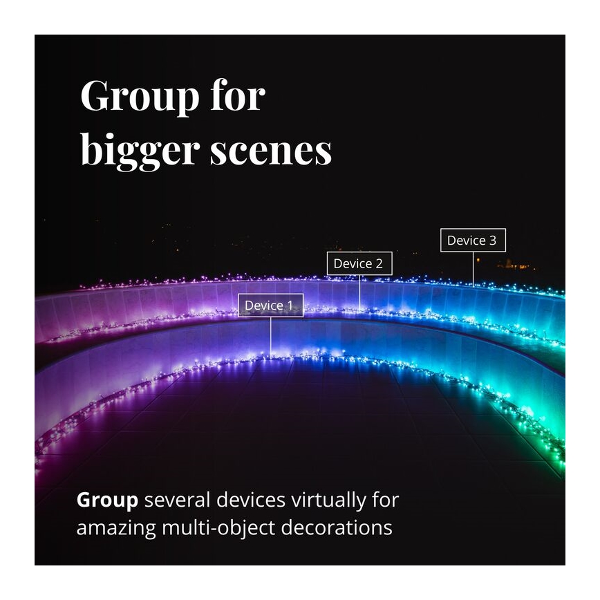 Twinkly - LED RGBW Hämardatav väli valguskett CLUSTER 400xLED 9,5m IP44 Wi-Fi
