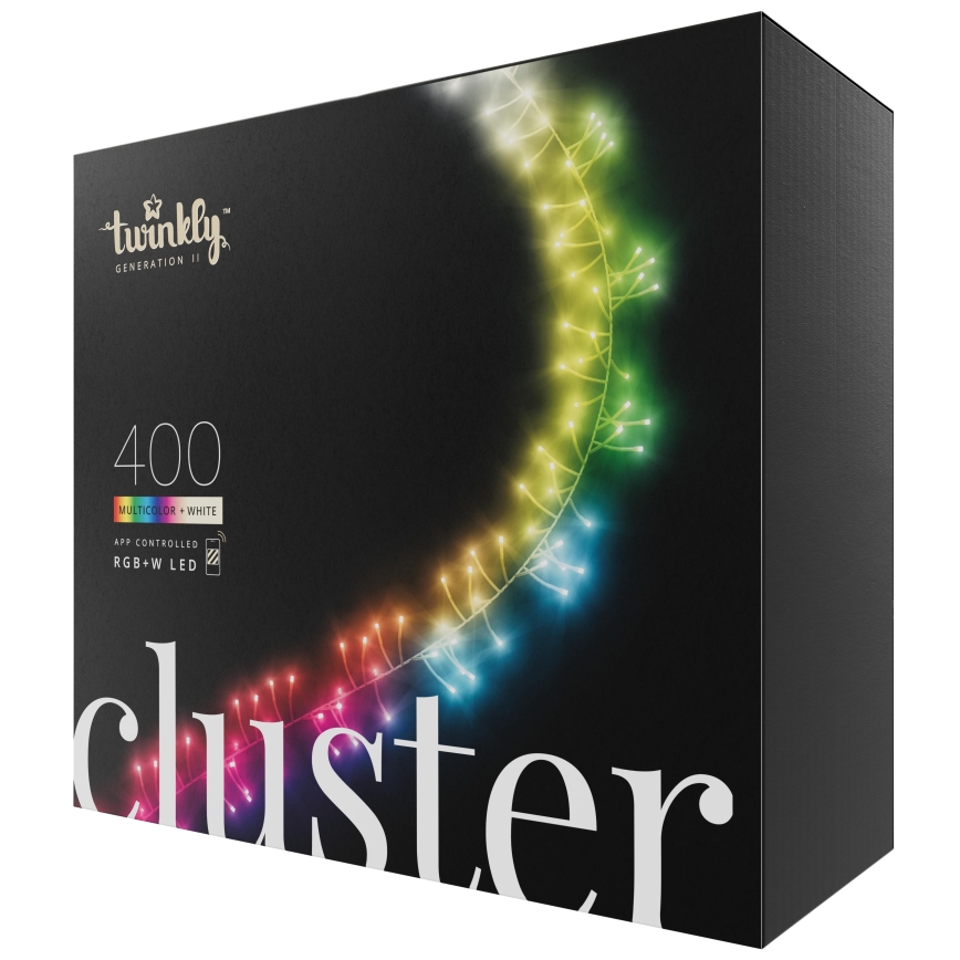 Twinkly - LED RGBW Hämardatav väli valguskett CLUSTER 400xLED 9,5m IP44 Wi-Fi