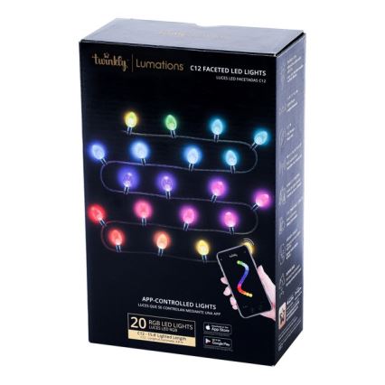 Twinkly - LED RGB Hämardatav jõuluteemaline väli valguskett FACETED 40xLED 14,5 m IP44 Wi-Fi