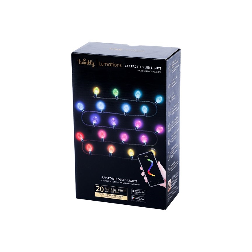 Twinkly - LED RGB Hämardatav jõuluteemaline väli valguskett FACETED 40xLED 14,5 m IP44 Wi-Fi
