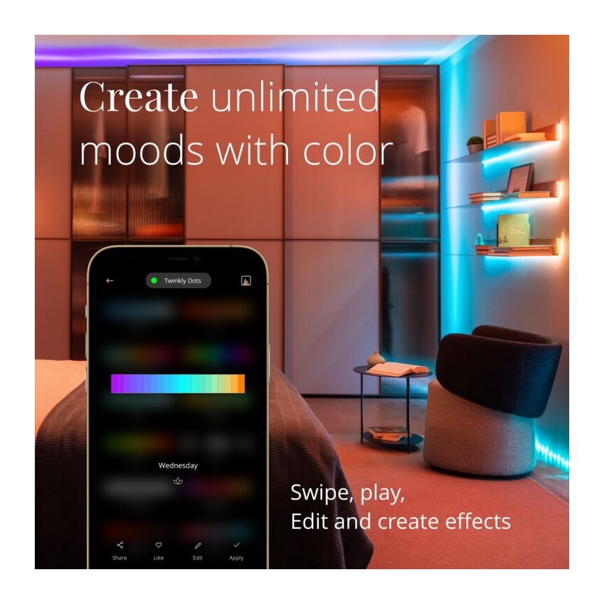 Twinkly - LED RGB Hämardatav valgusriba DOTS 60xLED 3 m Wi-Fi USB