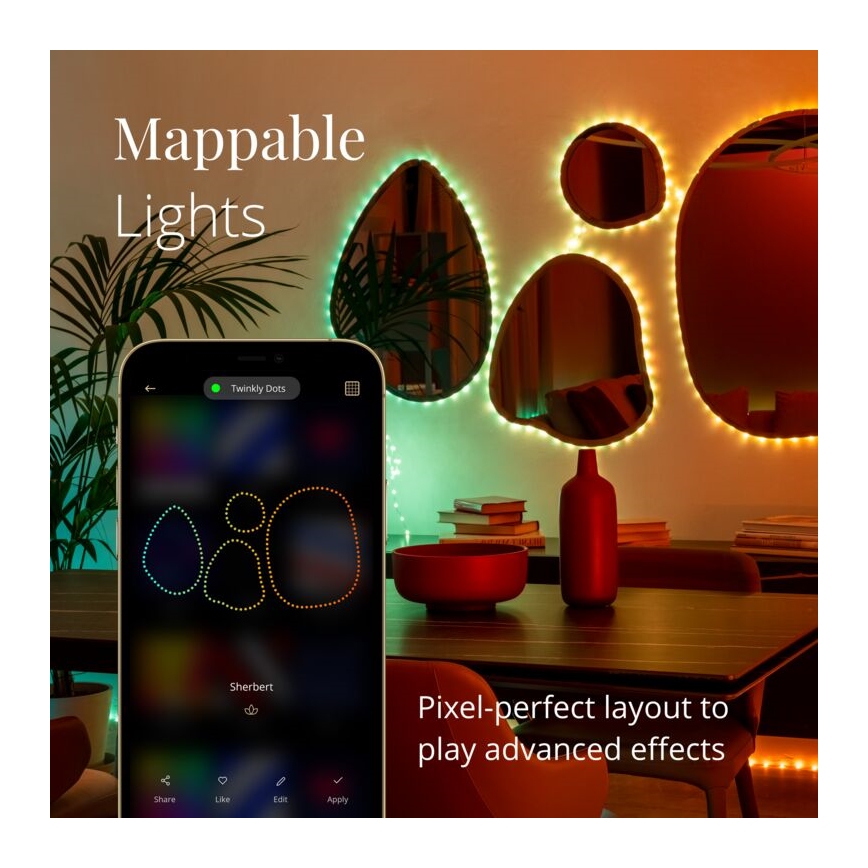 Twinkly - LED RGB Hämardatav valgusriba DOTS 60xLED 3 m Wi-Fi USB