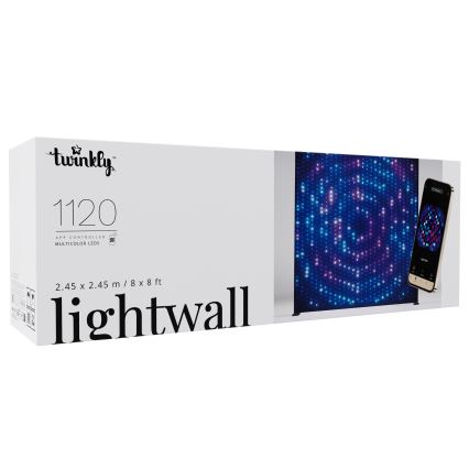 Twinkly - LED RGBW hämardatav välitingimustes kasutatav jõulukardin LIGHTWALL 1120xLED 2,6x2,7 m IP44 Wi-Fi + muusikadongel