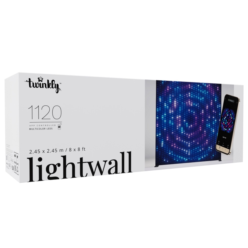 Twinkly - LED RGBW hämardatav välitingimustes kasutatav jõulukardin LIGHTWALL 1120xLED 2,6x2,7 m IP44 Wi-Fi + muusikadongel