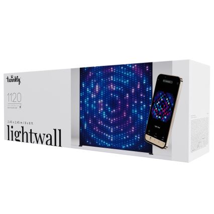 Twinkly - LED RGBW hämardatav välitingimustes kasutatav jõulukardin LIGHTWALL 1120xLED 2,6x2,7 m IP44 Wi-Fi + muusikadongel