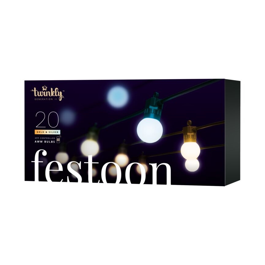 Twinkly - LED Väli hämardatav dekoratiivne valguskett FESTOON 20xLED 14m IP44 Wi-Fi