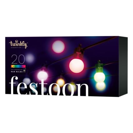 Twinkly - LED RGB Väli hämardatav dekoratiivne valguskett FESTOON 20xLED 14m IP44 Wi-Fi