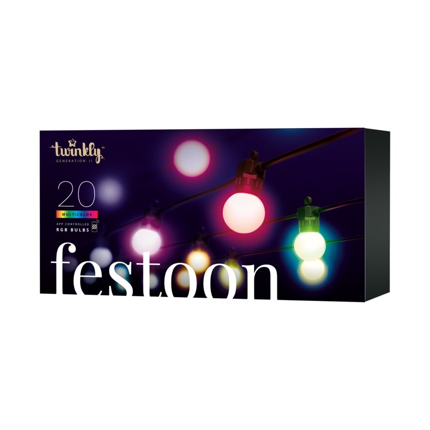 Twinkly - LED RGB Väli hämardatav dekoratiivne valguskett FESTOON 20xLED 14m IP44 Wi-Fi
