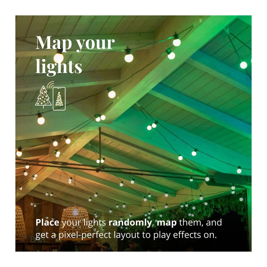 Twinkly - LED RGB Väli hämardatav dekoratiivne valguskett FESTOON 40xLED 24m IP44 Wi-Fi