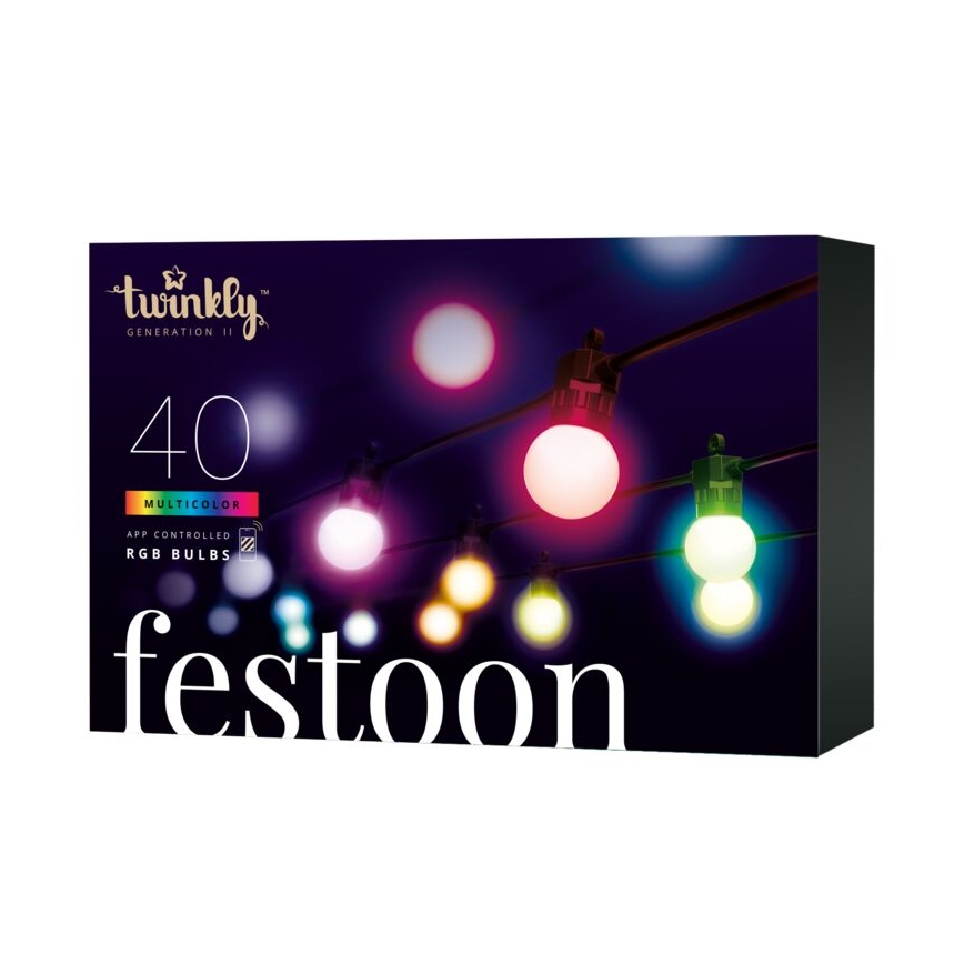 Twinkly - LED RGB Väli hämardatav dekoratiivne valguskett FESTOON 40xLED 24m IP44 Wi-Fi