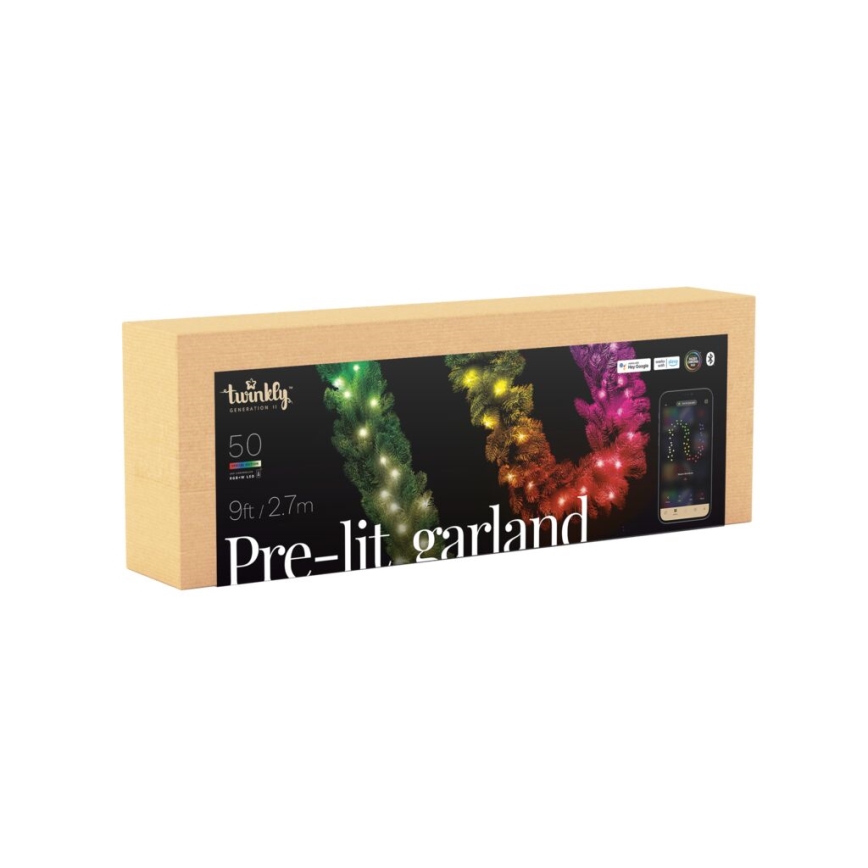 Twinkly - LED RGBW Hämardatav Jõulukaunistus PRE-LIT GARLAND 50xLED 3,15 m Wi-Fi