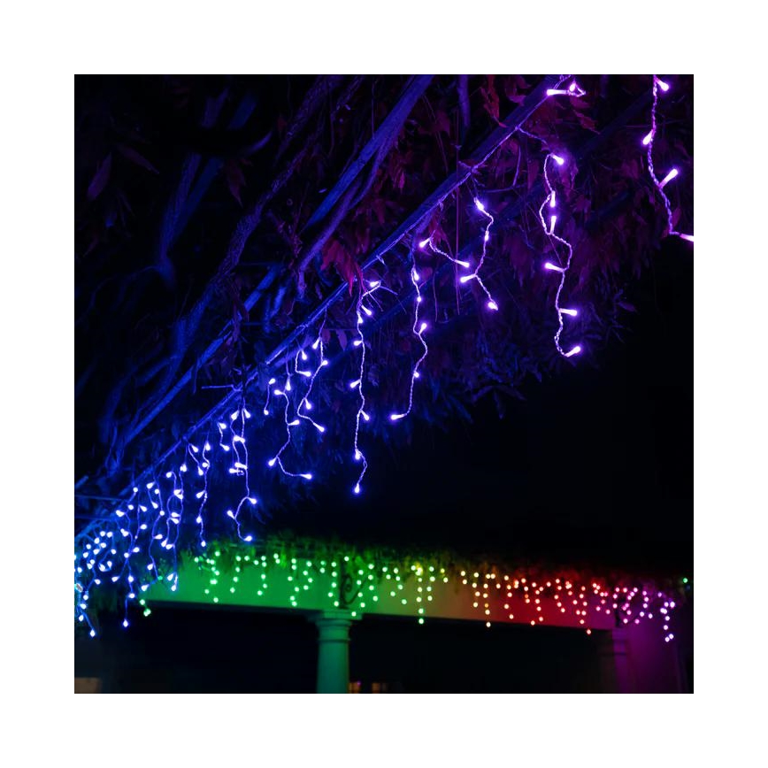 Twinkly - LED RGBW Hämardatav väli Jõuluteemaline valguskardin ICICLE 190xLED 11,5m IP44 Wi-Fi