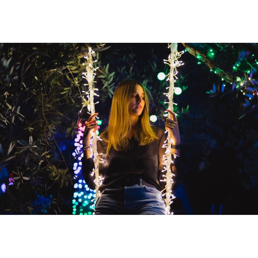 Twinkly - LED RGBW Hämardatav väli Jõuluteemaline valguskardin ICICLE 190xLED 11,5m IP44 Wi-Fi