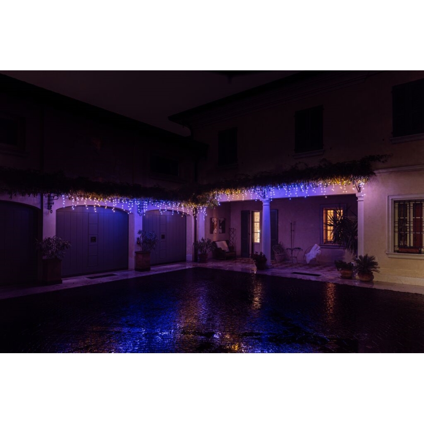 Twinkly - LED RGBW Hämardatav väli Jõuluteemaline valguskardin ICICLE 190xLED 11,5m IP44 Wi-Fi