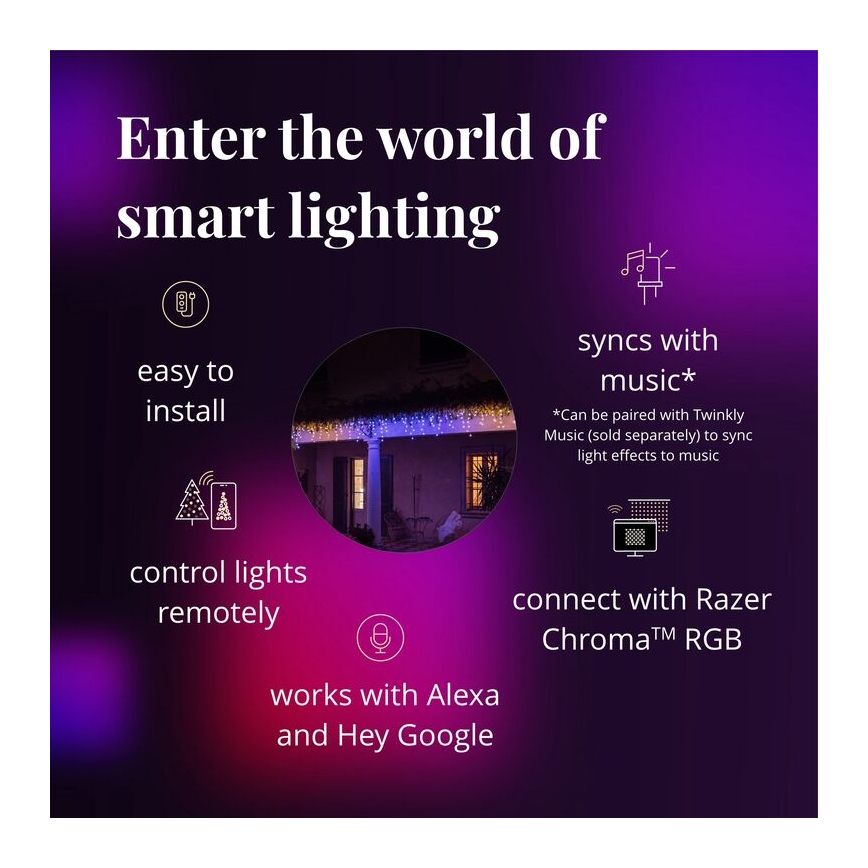 Twinkly - LED RGBW Hämardatav väli Jõuluteemaline valguskardin ICICLE 190xLED 11,5m IP44 Wi-Fi