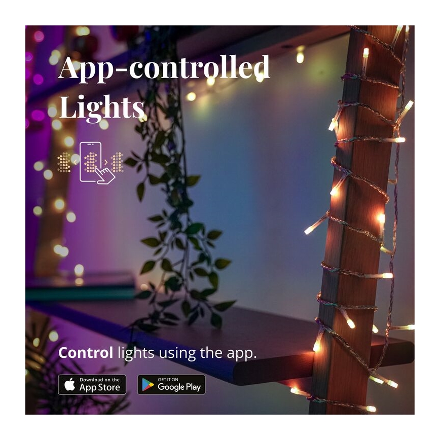 Twinkly - LED RGBW Hämardatav väli Jõuluteemaline valguskardin ICICLE 190xLED 11,5m IP44 Wi-Fi