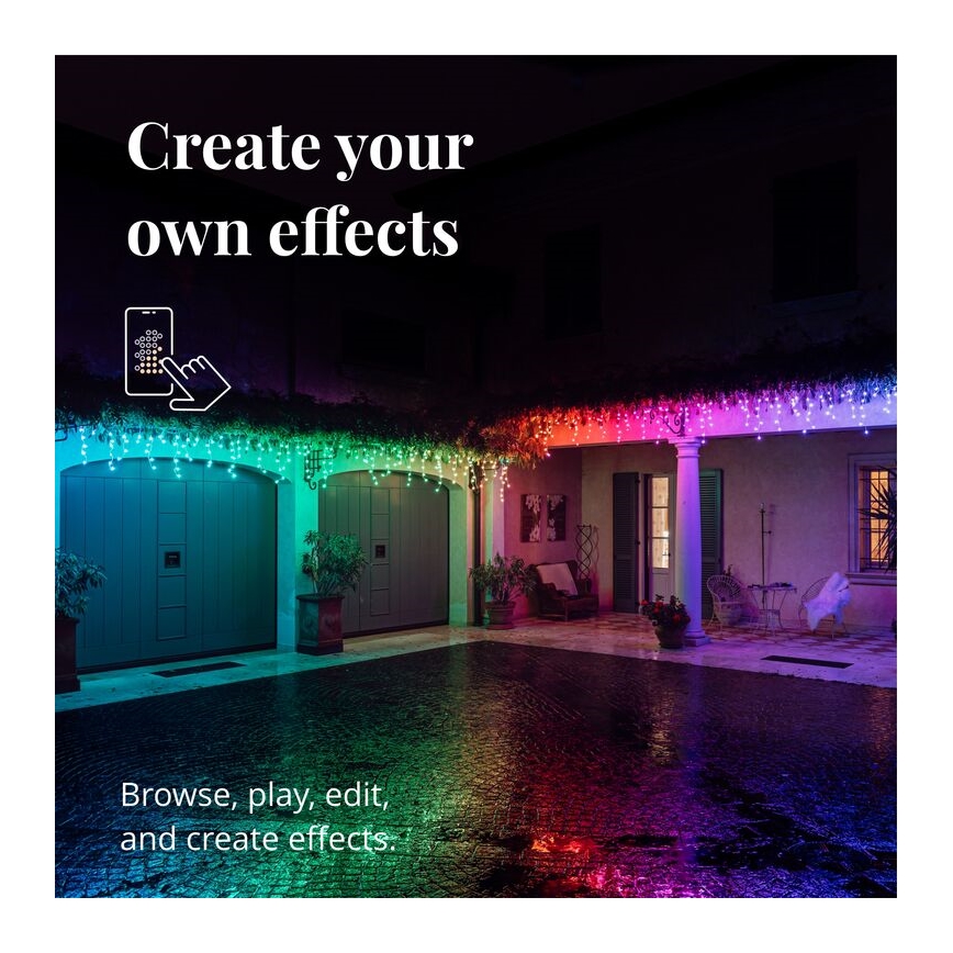 Twinkly - LED RGB Väli hämardatav jõuluteemaline valguskardin ICICLE 190xLED 11,5m IP44 Wi-Fi