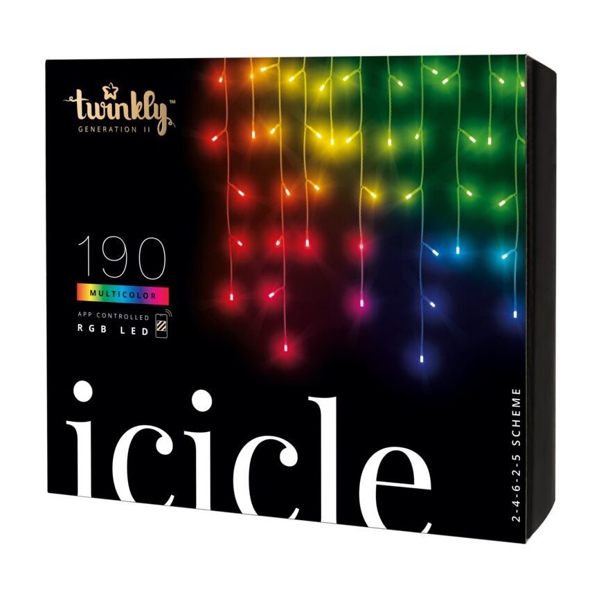 Twinkly - LED RGB Väli hämardatav jõuluteemaline valguskardin ICICLE 190xLED 11,5m IP44 Wi-Fi