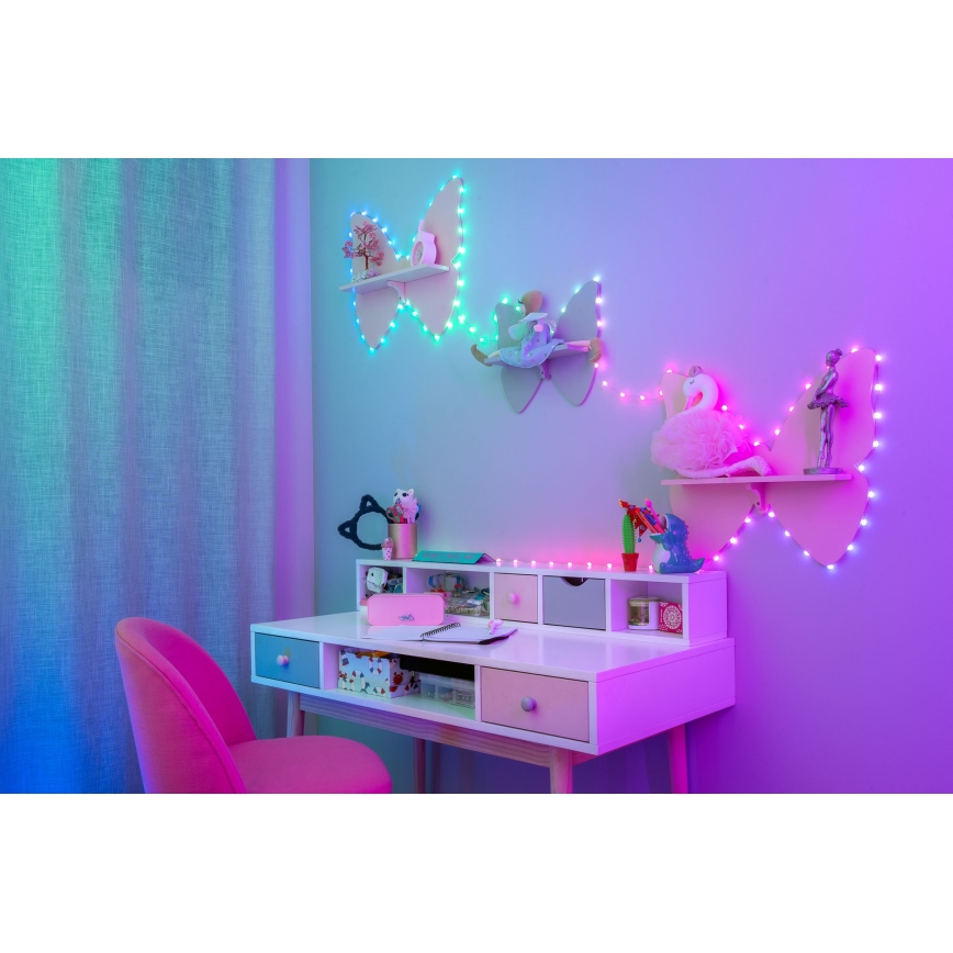 Twinkly - RGB-LED hämardatav valguskett CANDIES 100 LED 8 m USB Wi‑Fi