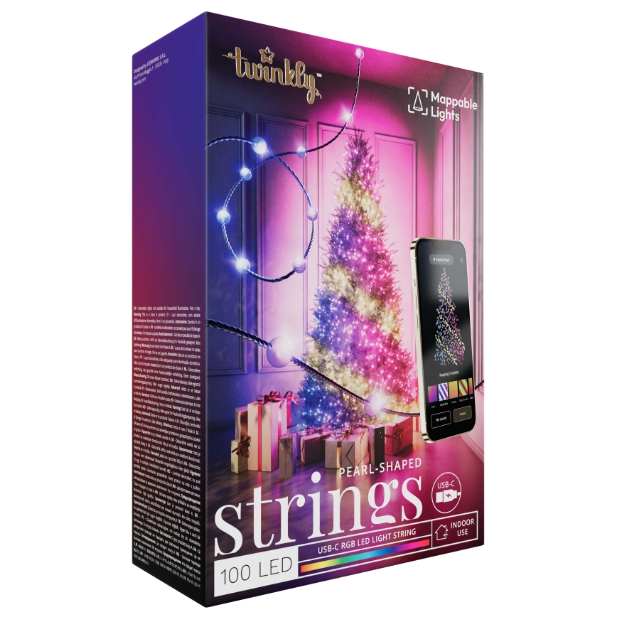 Twinkly - LED RGB Hämardatav jõuluteemaline valguskett CANDIES 100xLED 8 m USB Wi-Fi