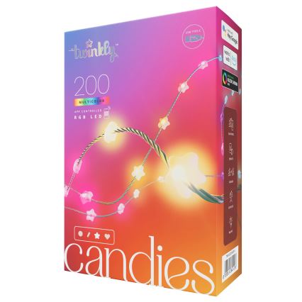 Twinkly - LED RGB hämardatav valguskett CANDIES 200 LED 14 m USB Wi-Fi