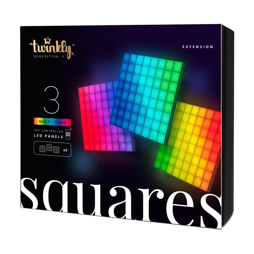 Twinkly - KOMPLEKT 3xLED RGB Hämardatav valguspaneel SQUARES 64xLED 16x16 cm Wi-Fi