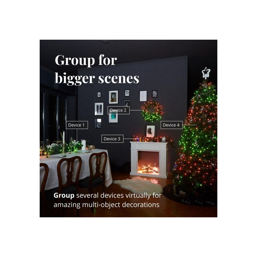Twinkly - LED RGBW Hämardatav jõuluteemaline väli valguskett STRINGS 250xLED 23,5m IP44 Wi-Fi