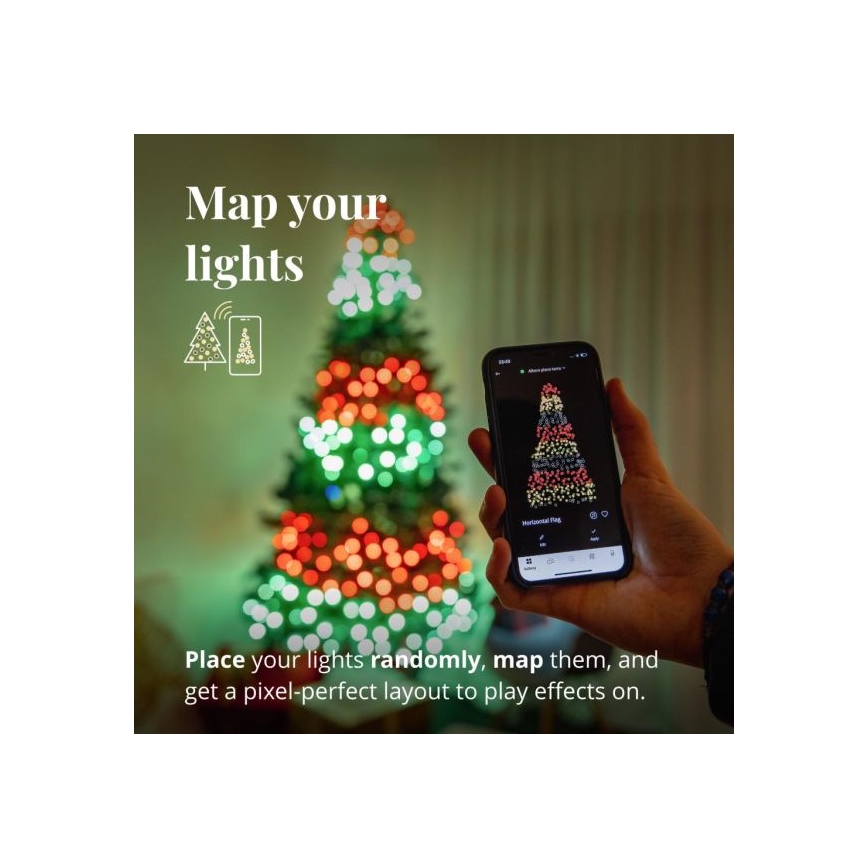Twinkly - LED RGBW Hämardatav jõuluteemaline väli valguskett STRINGS 250xLED 23,5m IP44 Wi-Fi