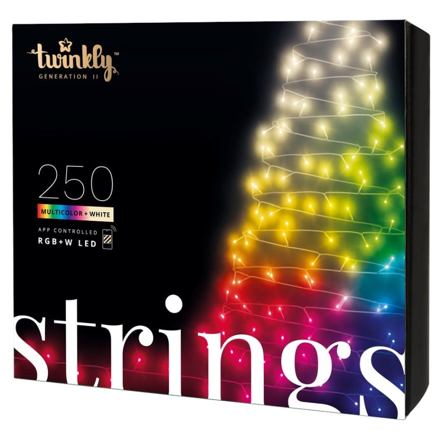 Twinkly - LED RGBW Hämardatav jõuluteemaline väli valguskett STRINGS 250xLED 23,5m IP44 Wi-Fi